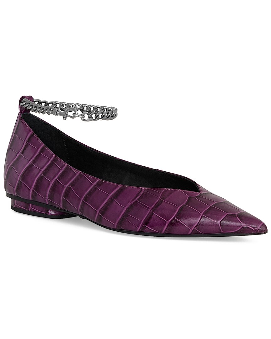 Rebecca Minkoff Chain Ankle Leather Ballet Flat Purple