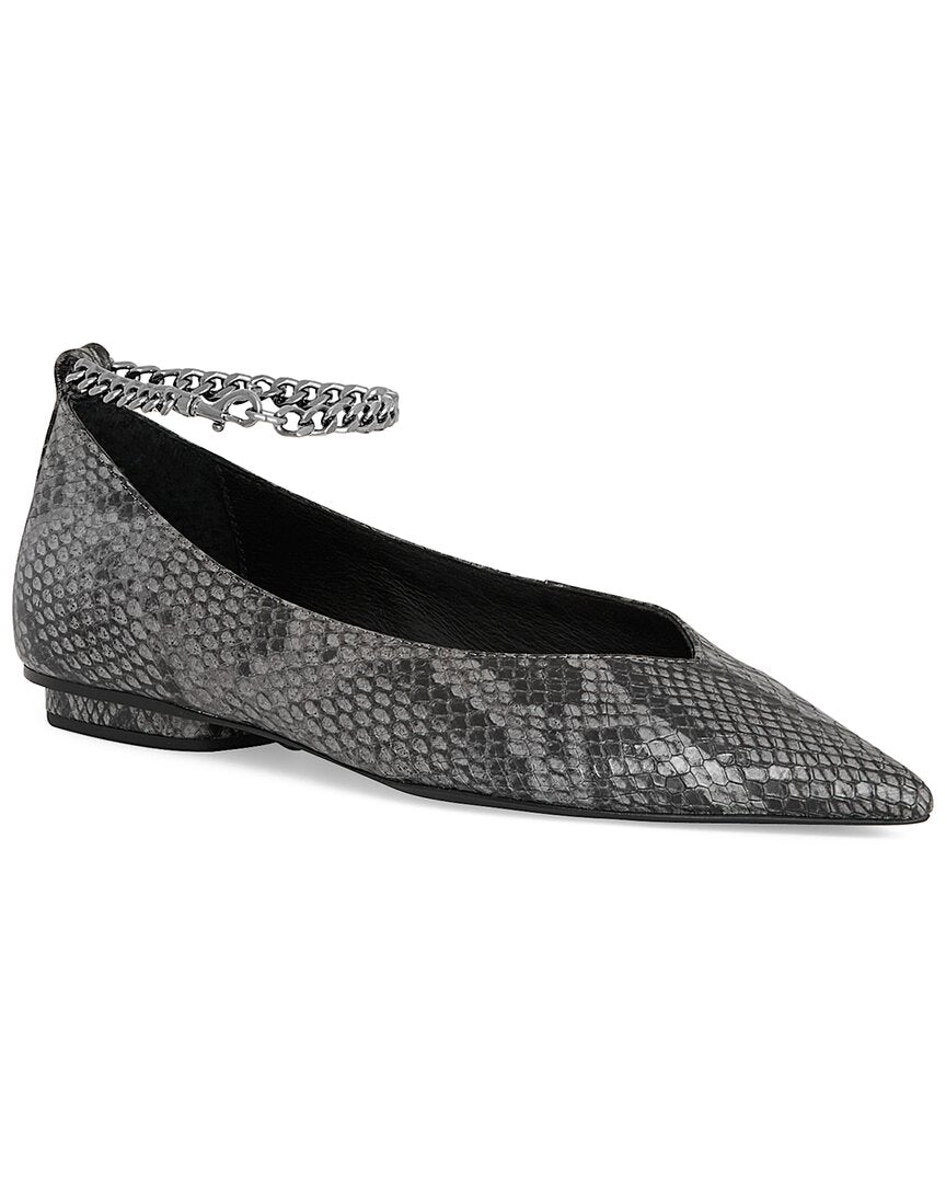 Rebecca Minkoff Chain Ankle Leather Ballet Flat Grey