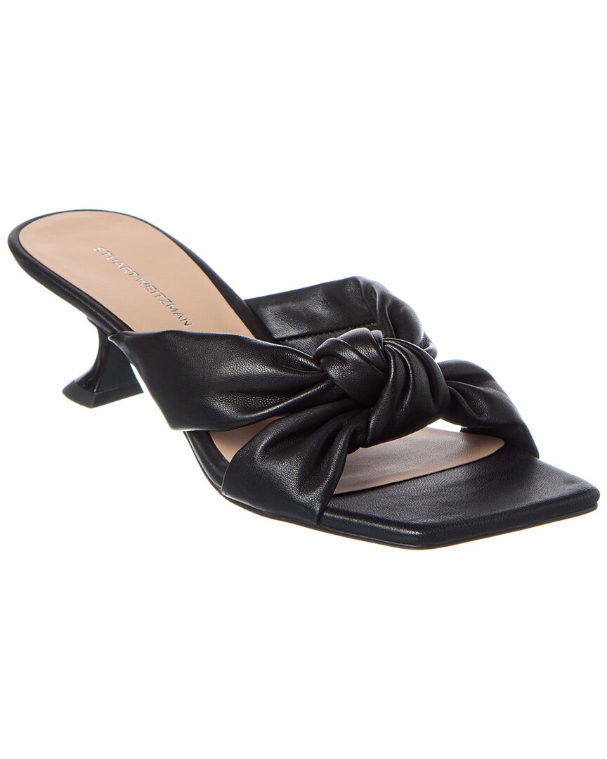 Stuart Weitzman Playa Knot Leather Sandal Black