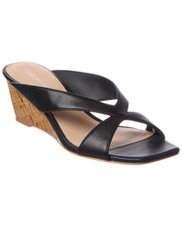 Stuart Weitzman Miami 50 Leather Wedge Sandal Black