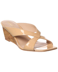 Stuart Weitzman Miami 50 Leather Wedge Sandal Tan