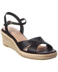 Stuart Weitzman Miami Espadrille Canvas & Leather Wedge