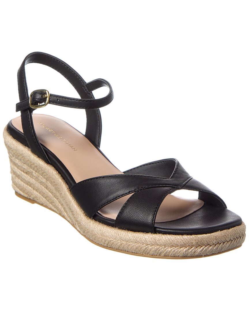 Stuart Weitzman Miami Espadrille Canvas & Leather Wedge