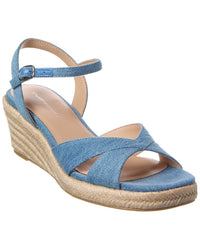 Stuart Weitzman Miami Espadrille Canvas & Leather Wedge Blue