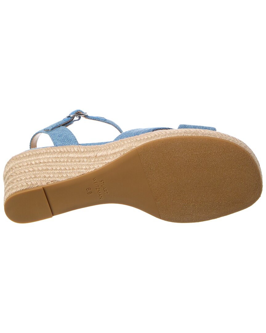 Stuart Weitzman Miami Espadrille Canvas & Leather Wedge