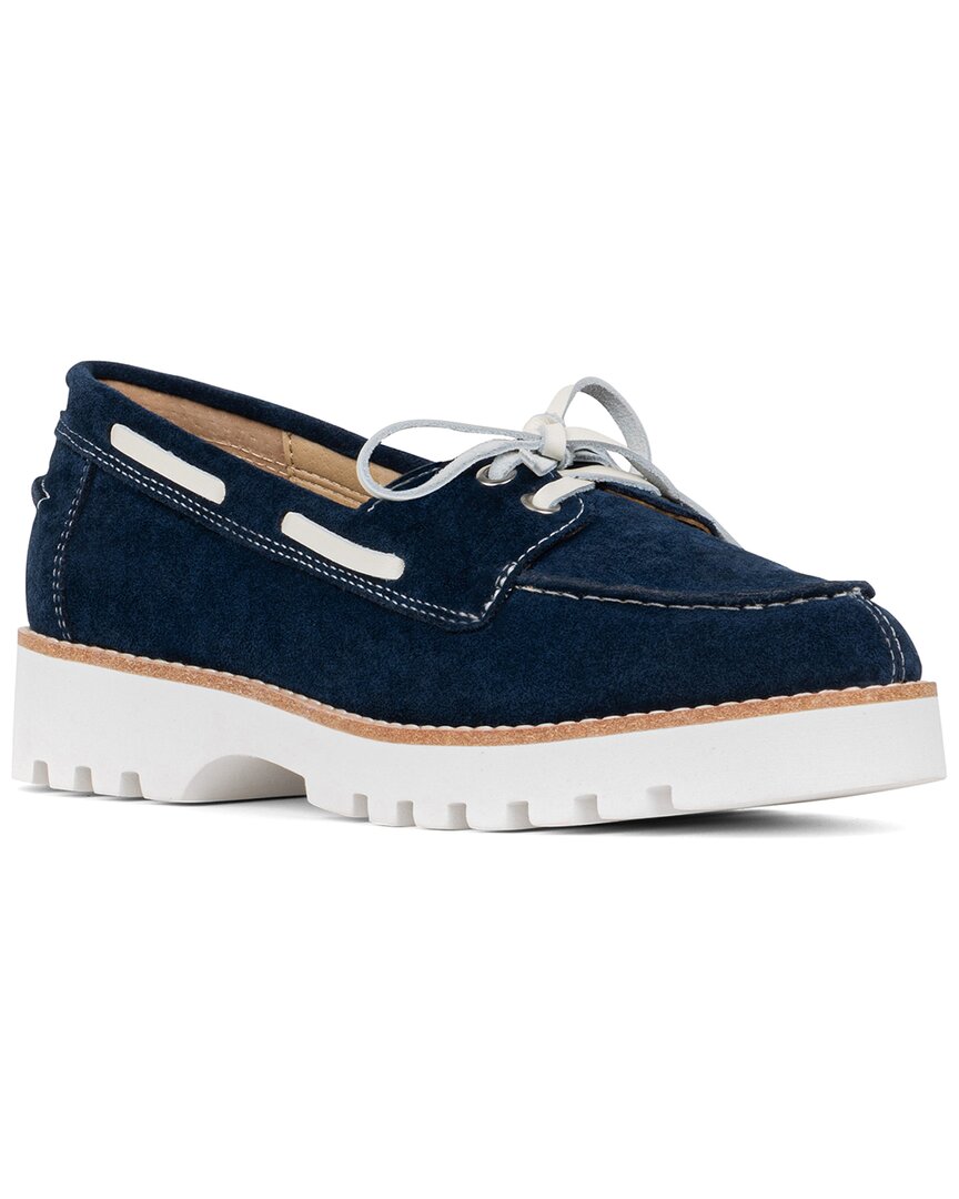 Donald Pliner Harlie02 Suede Lug Bottom Boat Shoe Blue