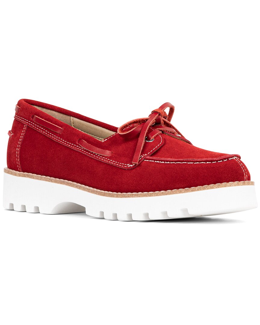 Donald Pliner Harlie02 Suede Lug Bottom Boat Shoe Red