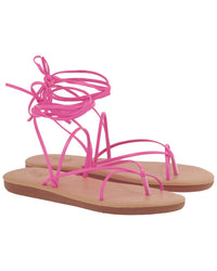 Ancient Greek Sandals String Flip Flop Leather Sandal Pink