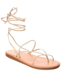 Ancient Greek Sandals String Flip Flop Leather Sandal Beige