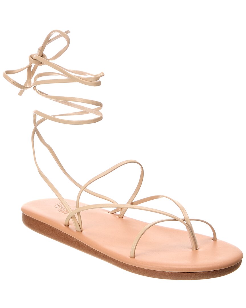 Ancient Greek Sandals String Flip Flop Leather Sandal Beige