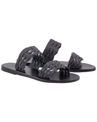 Ancient Greek Sandals Melia Woven Leather Sandal Black