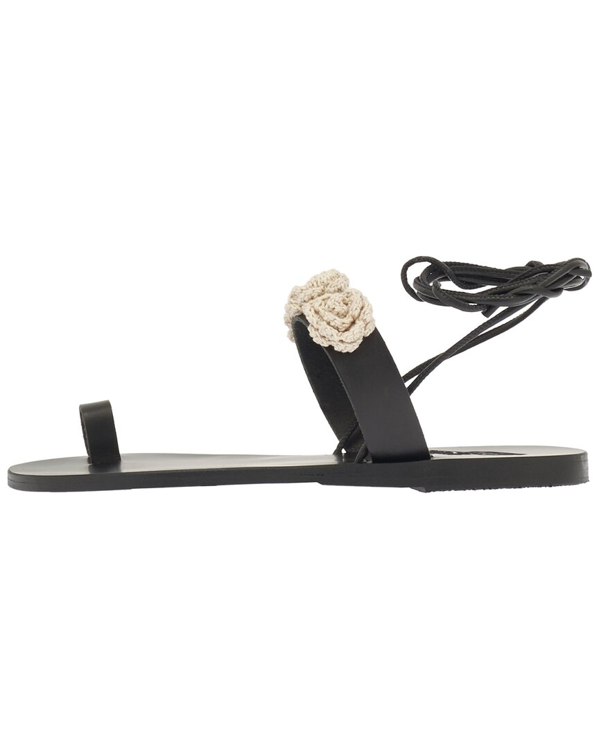 Ancient Greek Sandals Sevili Leather Sandal Black Ecru