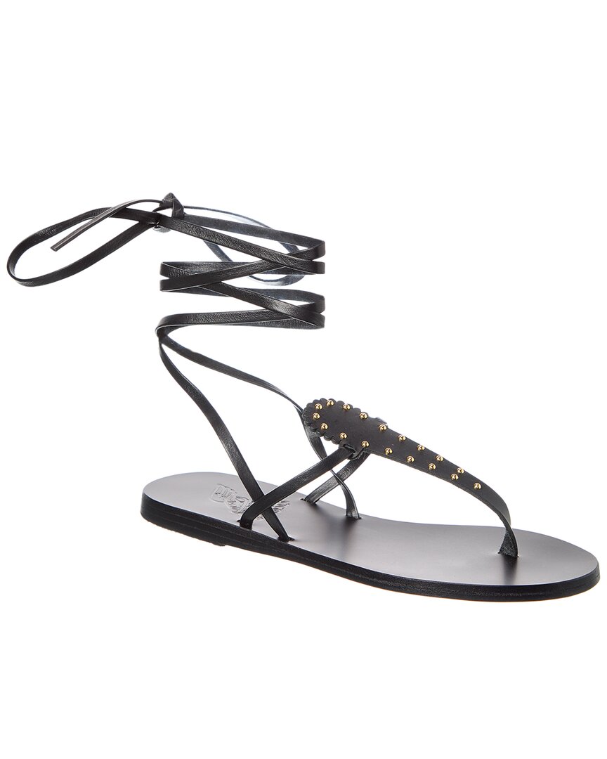 Ancient Greek Sandals Pyrichos Leather Sandal Black