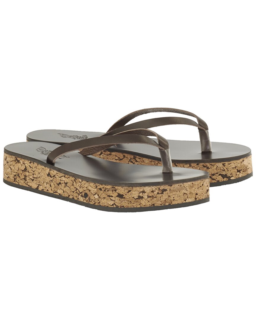 Ancient Greek Sandals Spetses Leather Thong Sandal Brown Multi