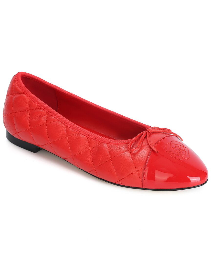 Tiffany & Fred Paris Quilted Leather Ballet Flat Red