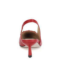 Tiffany & Fred Paris Metal-Link Leather Slingback Kitten Heel Pump