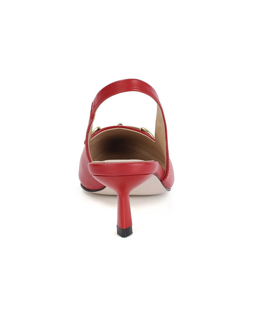 Tiffany & Fred Paris Metal-Link Leather Slingback Kitten Heel Pump