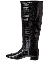 Veronica Beard Cecile Croc-Embossed Leather Knee-High Boot