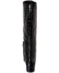 Veronica Beard Cecile Croc-Embossed Leather Knee-High Boot