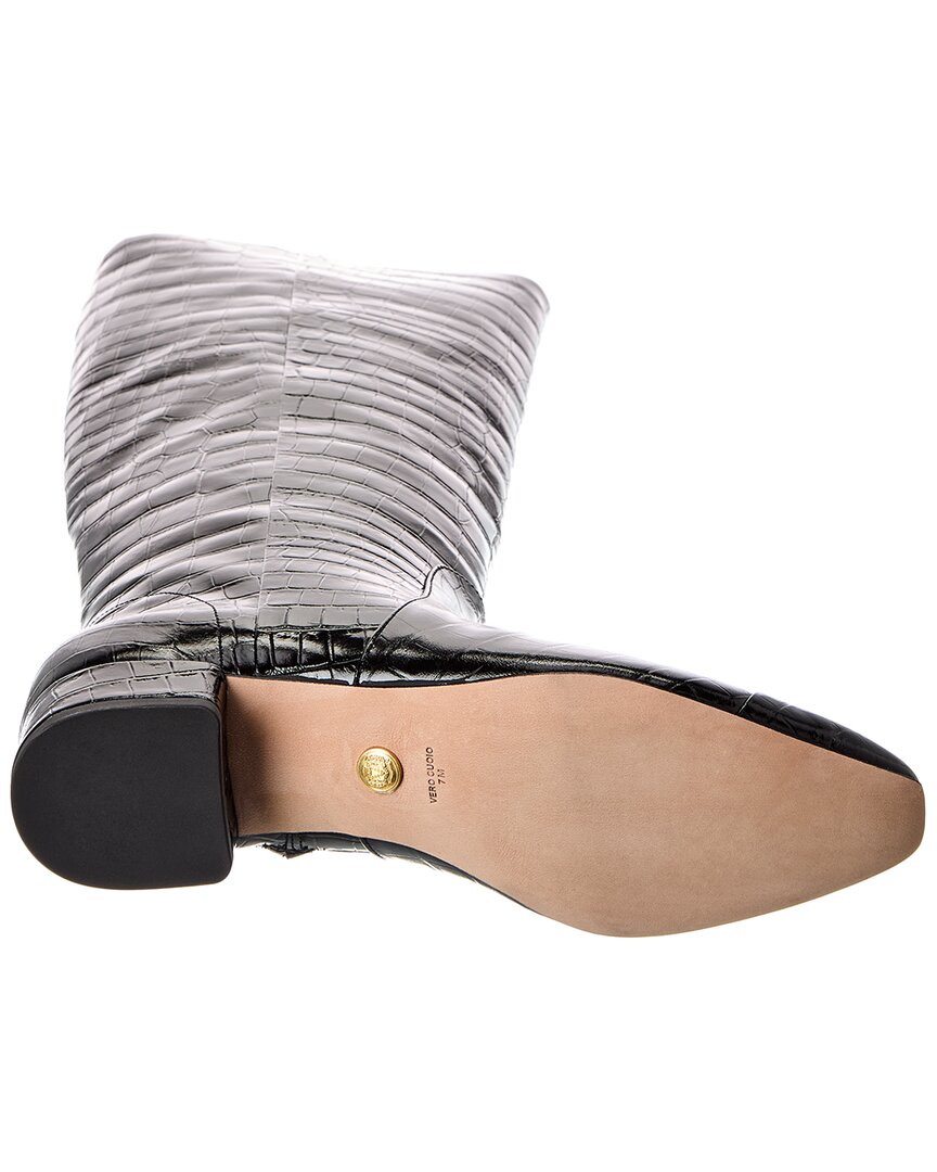 Veronica Beard Cecile Croc-Embossed Leather Knee-High Boot – Bluefly