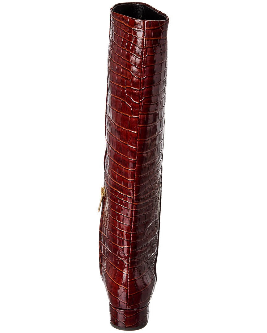 Veronica Beard Cecile Croc-Embossed Leather Knee-High Boot