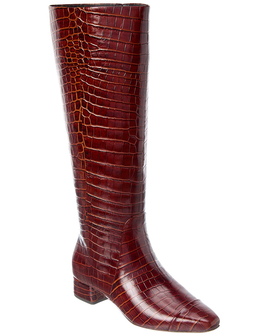 Veronica Beard Cecile Croc-Embossed Leather Knee-High Boot