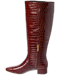 Veronica Beard Cecile Croc-Embossed Leather Knee-High Boot