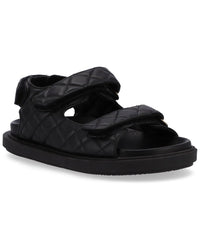 Alohas Hook-Loop Leather Sandal Black