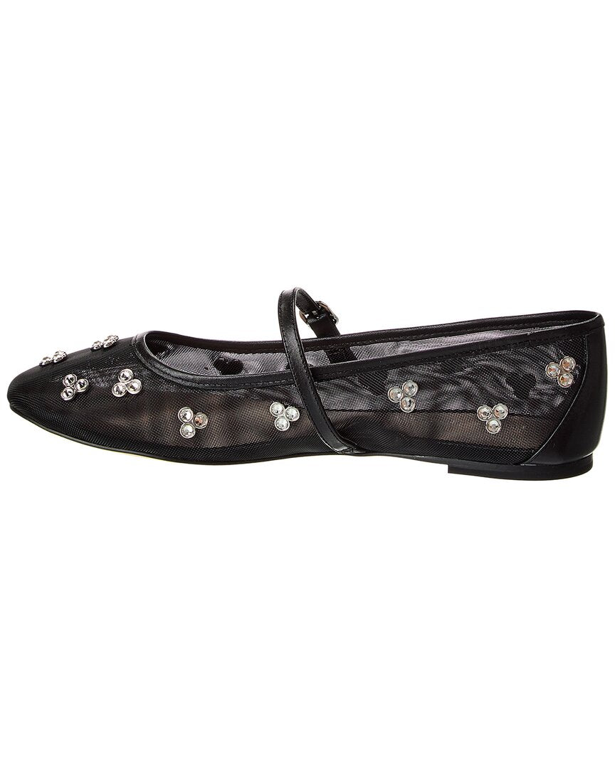 Stuart Weitzman Tammy Mesh & Leather Mary Jane Ballet Flat