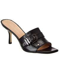 Stuart Weitzman Maverick Slide 75 Leather Sandal Black