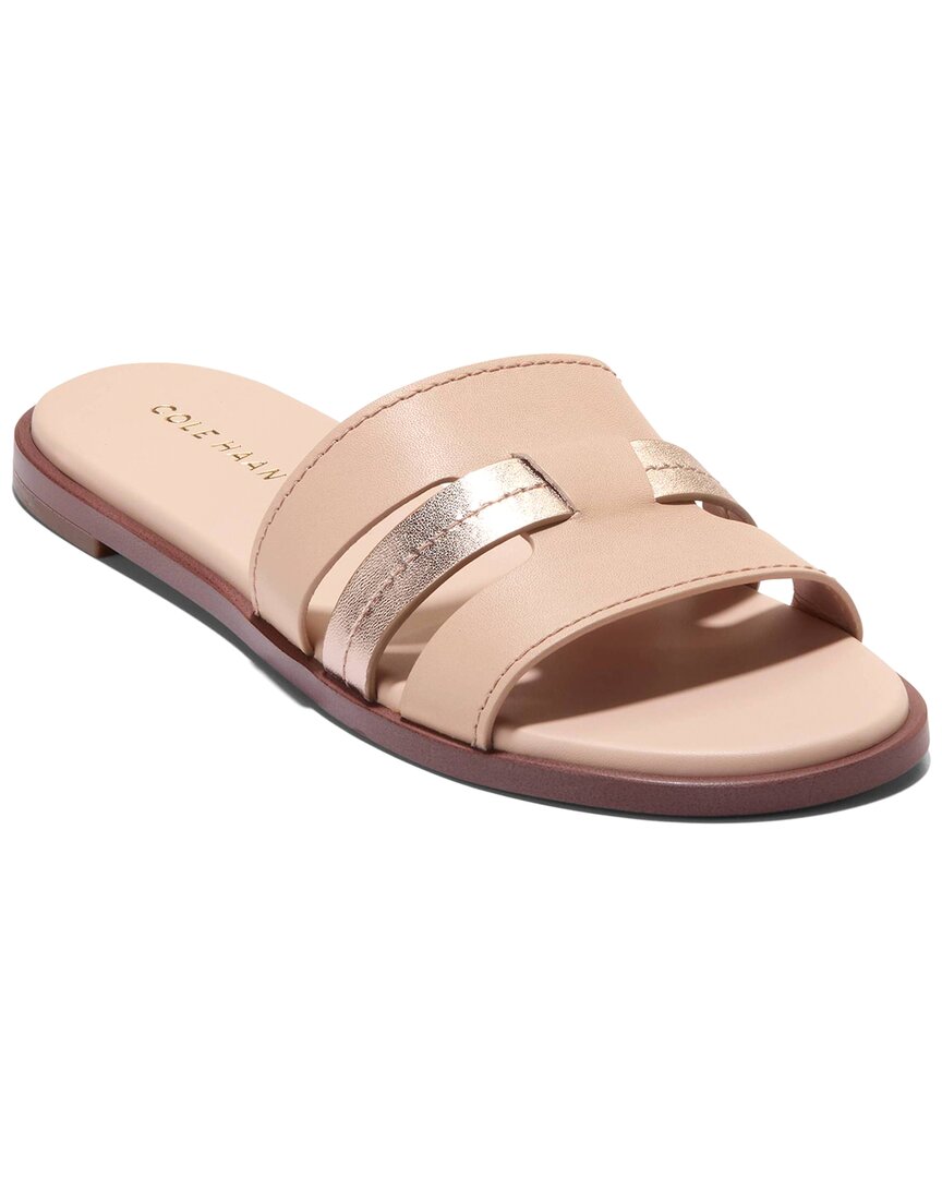 Cole Haan Flynn Slotted Leather Slide Sandal Beige