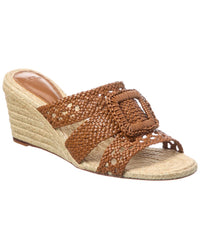 Alexandre Birman Lana Leather Demi Wedge Sandal Brown Multi