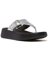 Fitflop F-Mode Leather Toe Post Sandal 6 Silver