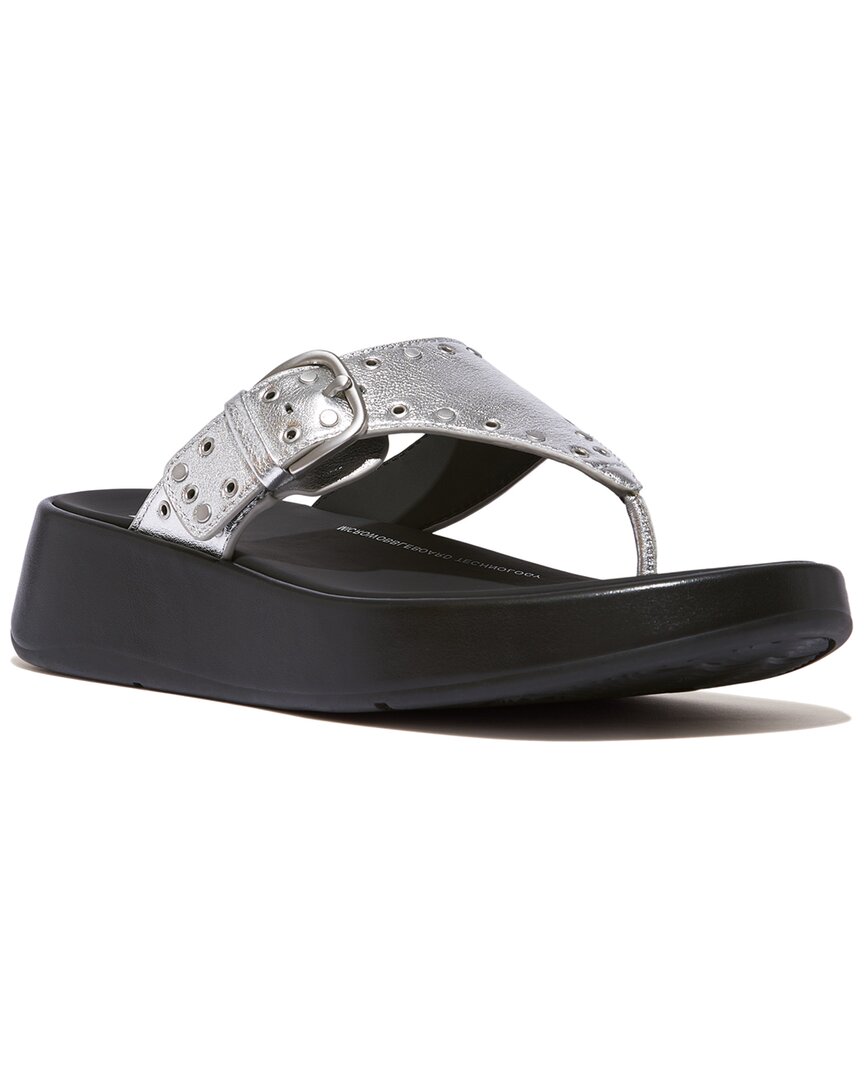 Fitflop F-Mode Leather Toe Post Sandal 6 Silver