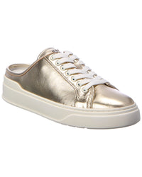 Stuart Weitzman Skater Mule Leather Sneaker, 6.5, Silver