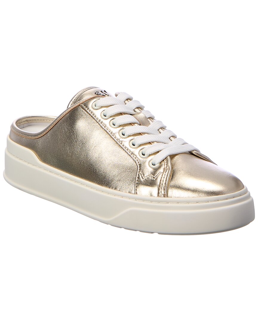 Stuart Weitzman Skater Mule Leather Sneaker, 6.5, Silver