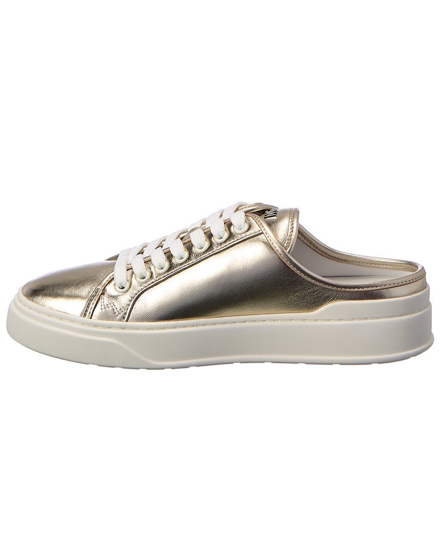 Stuart Weitzman Skater Mule Leather Sneaker, 6.5, Silver