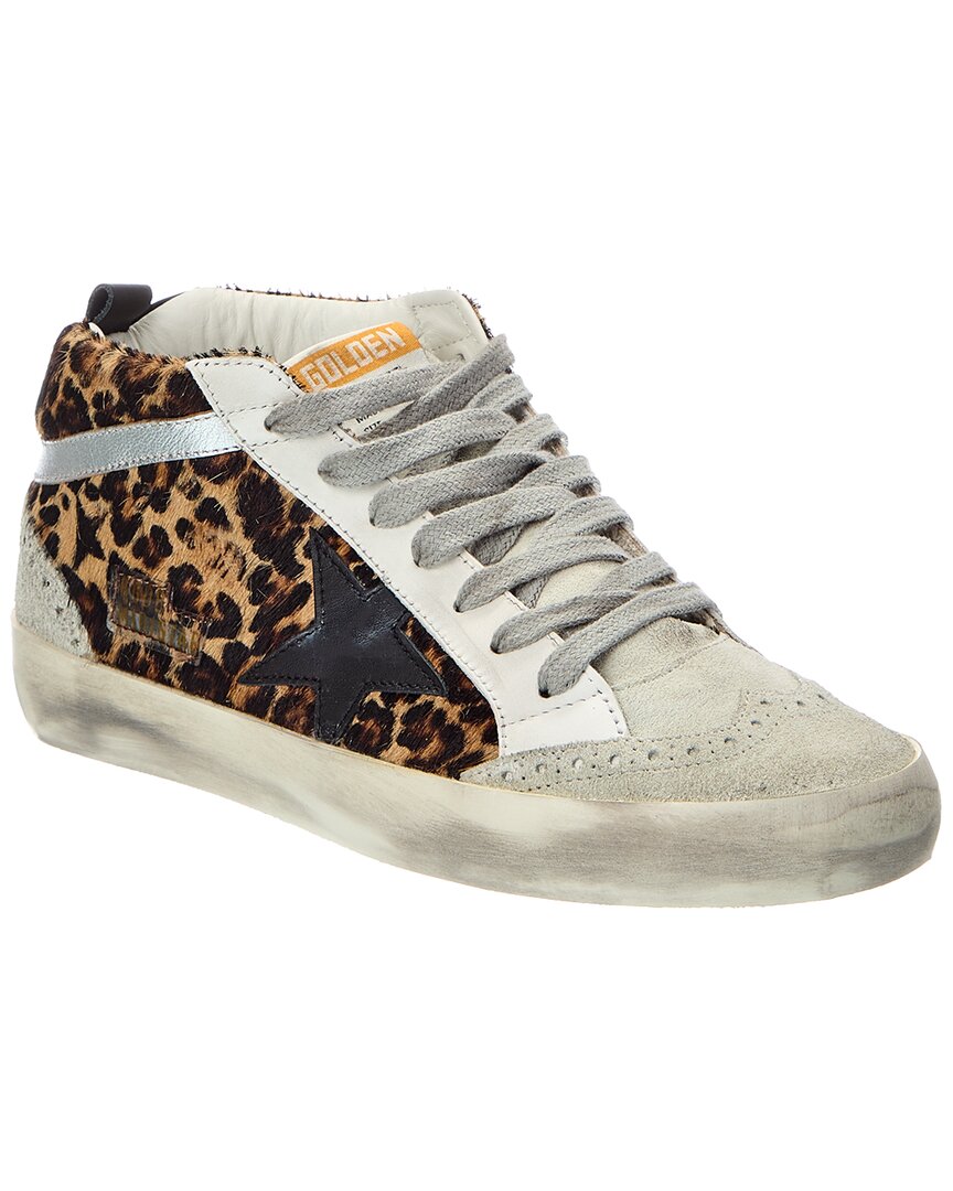 Golden Goose Golden Goose Mid Star Classic Leopard Horsy Leather & Suede Sneaker