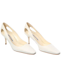 Manolo Blahnik Toplaca 70 Linen Pump (Authentic Pre-Loved) 37 White