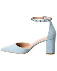 Stuart Weitzman Pearl Strap Block 75 Denim Pump