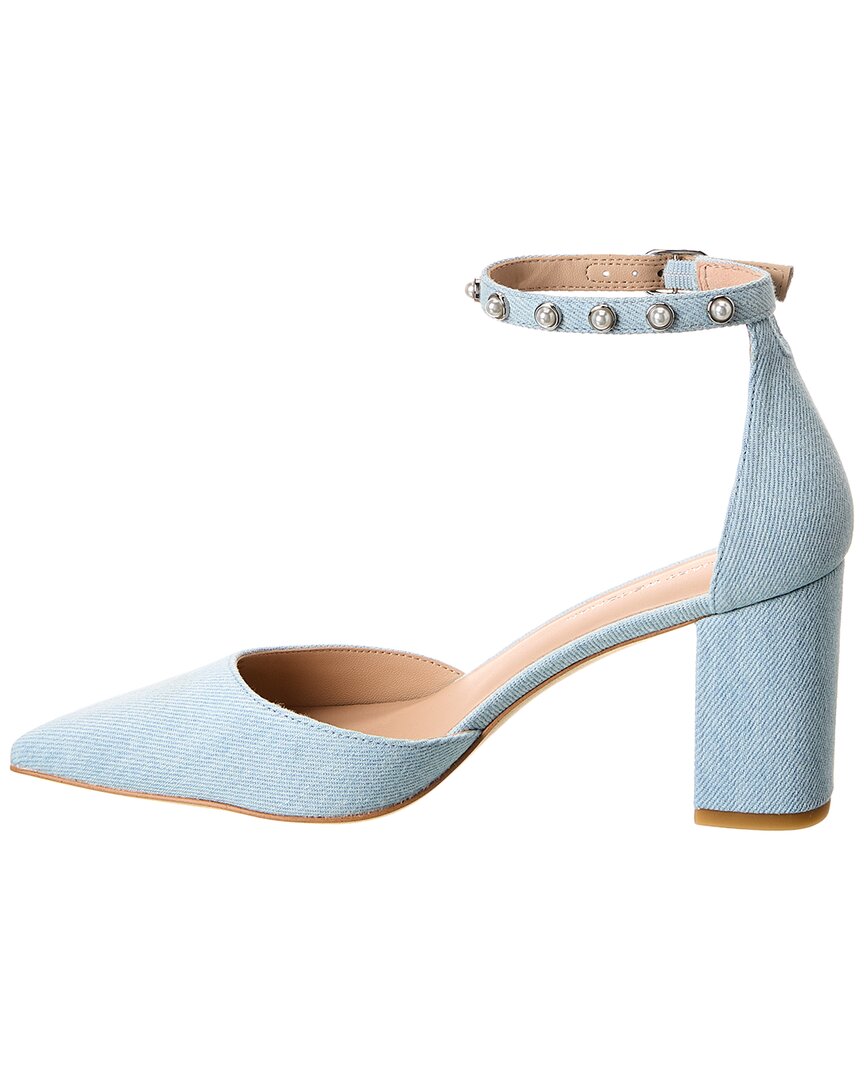 Stuart Weitzman Pearl Strap Block 75 Denim Pump