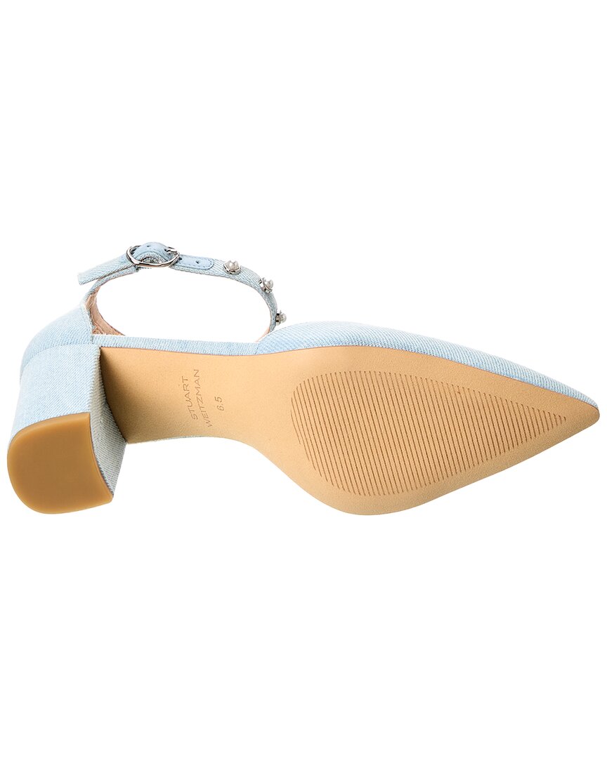 Stuart Weitzman Pearl Strap Block 75 Denim Pump