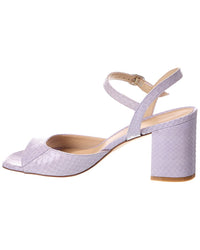 Stuart Weitzman Tia 75 Block Snake-Embossed Leather Sandal