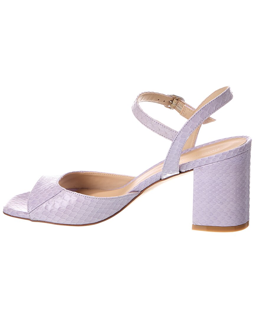 Stuart Weitzman Tia 75 Block Snake-Embossed Leather Sandal