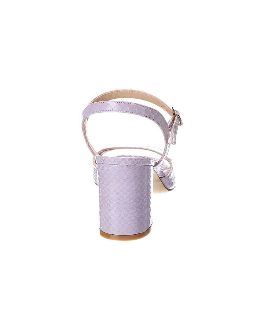 Stuart Weitzman Tia 75 Block Snake-Embossed Leather Sandal