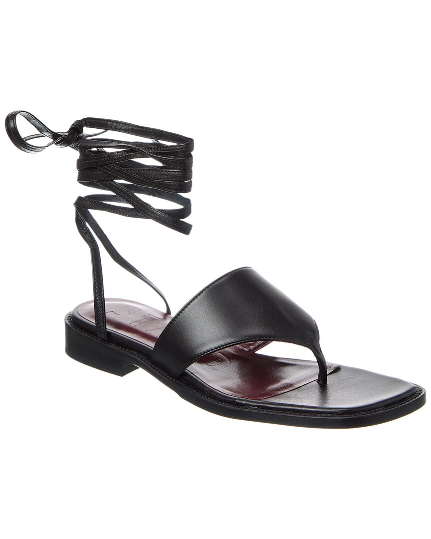 Staud Alexandre Lace-Up Leather Sandal Black