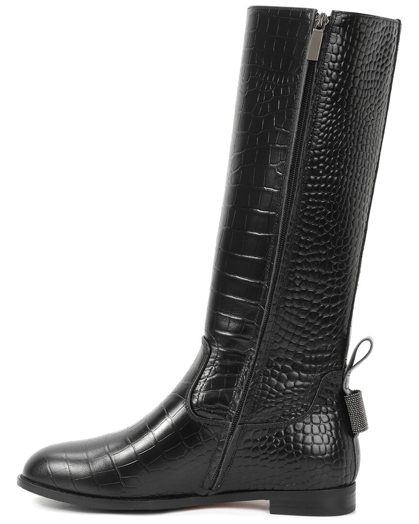 Tiffany & Fred Paris Embossed Leather Riding Boot