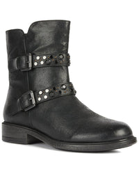 Geox Catria Leather Bootie 36 Black