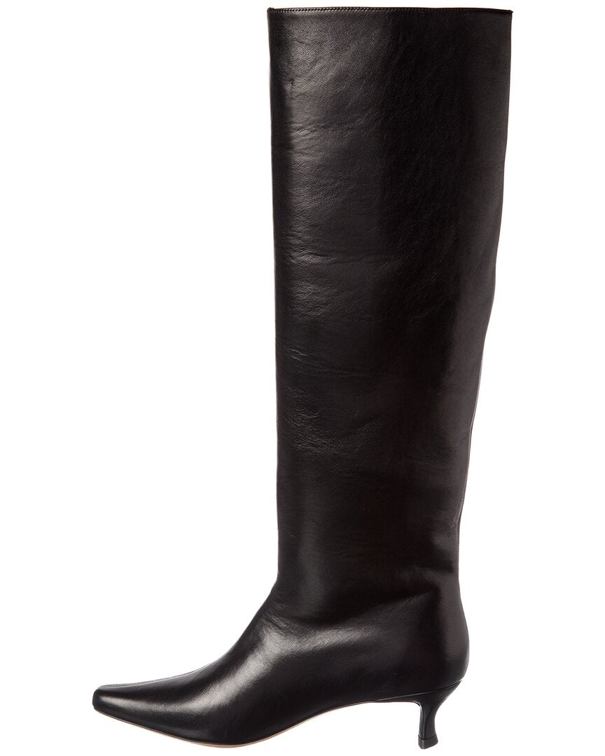 By Far Stevie Kitten Leather Knee-High Boot