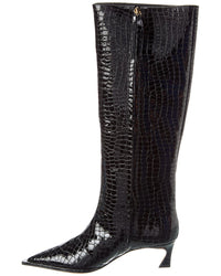 Alexandre Birman Croc-Embossed Patent Knee-High Boot